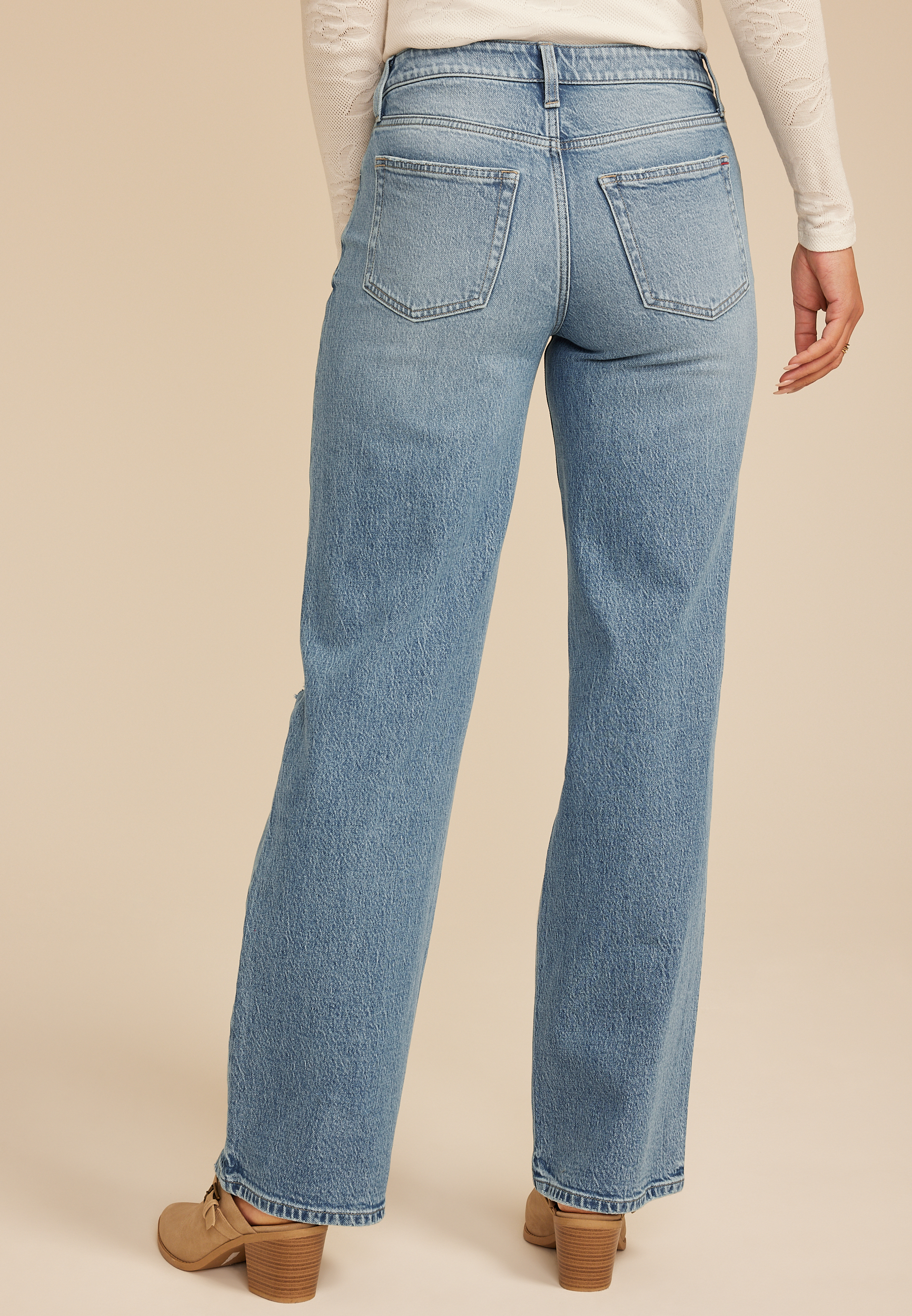 edgely&trade; High Rise Open Ripped Wide Leg Jean, C3337, large