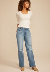 edgely&trade; High Rise Open Ripped Wide Leg Jean, C3337, small
