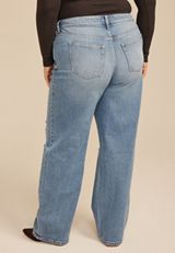 Plus Size edgely&trade; High Rise Open Ripped Wide Leg Jean, C3337, small