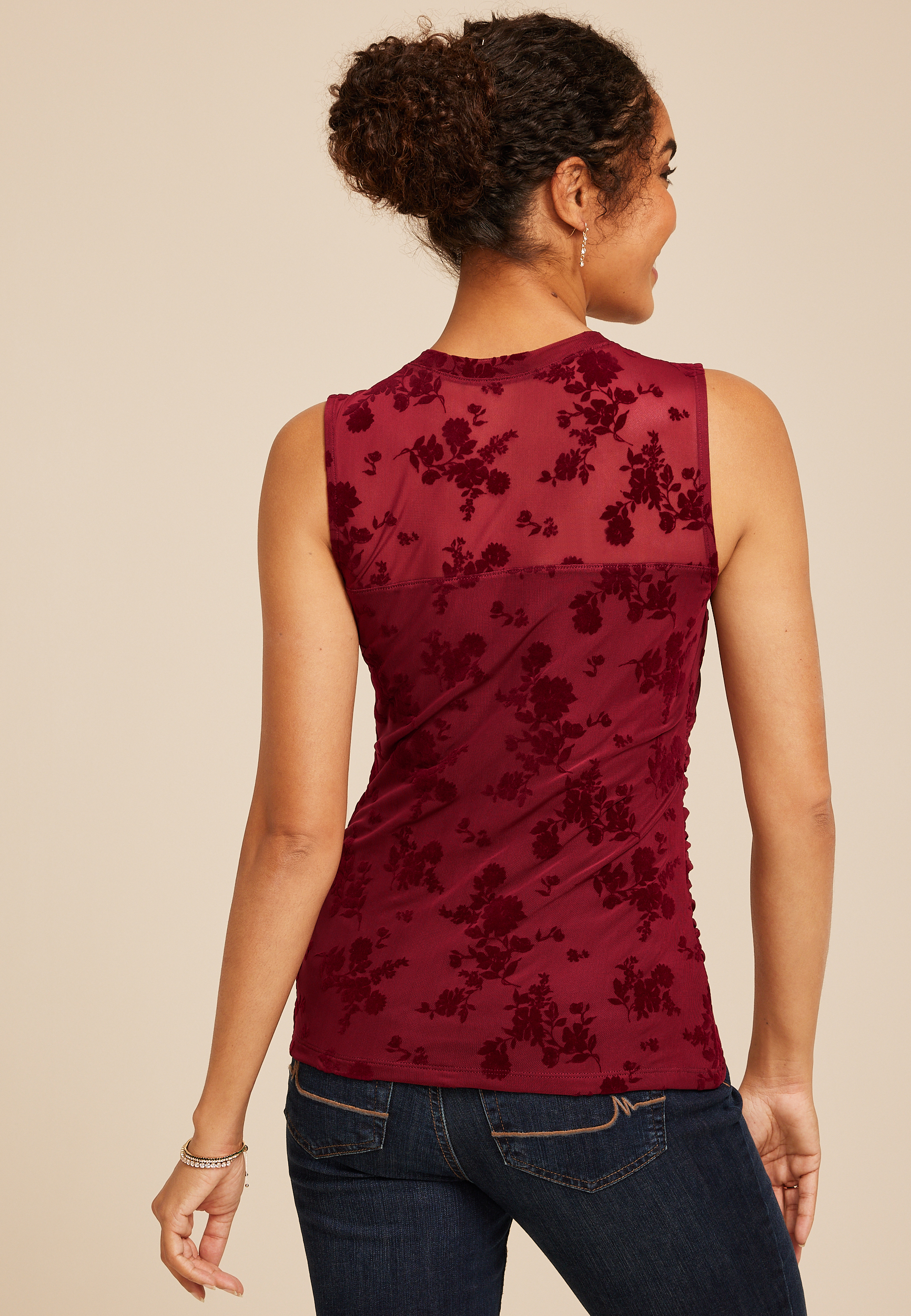 Floral Velvet Burnout Tank Top, C830, large