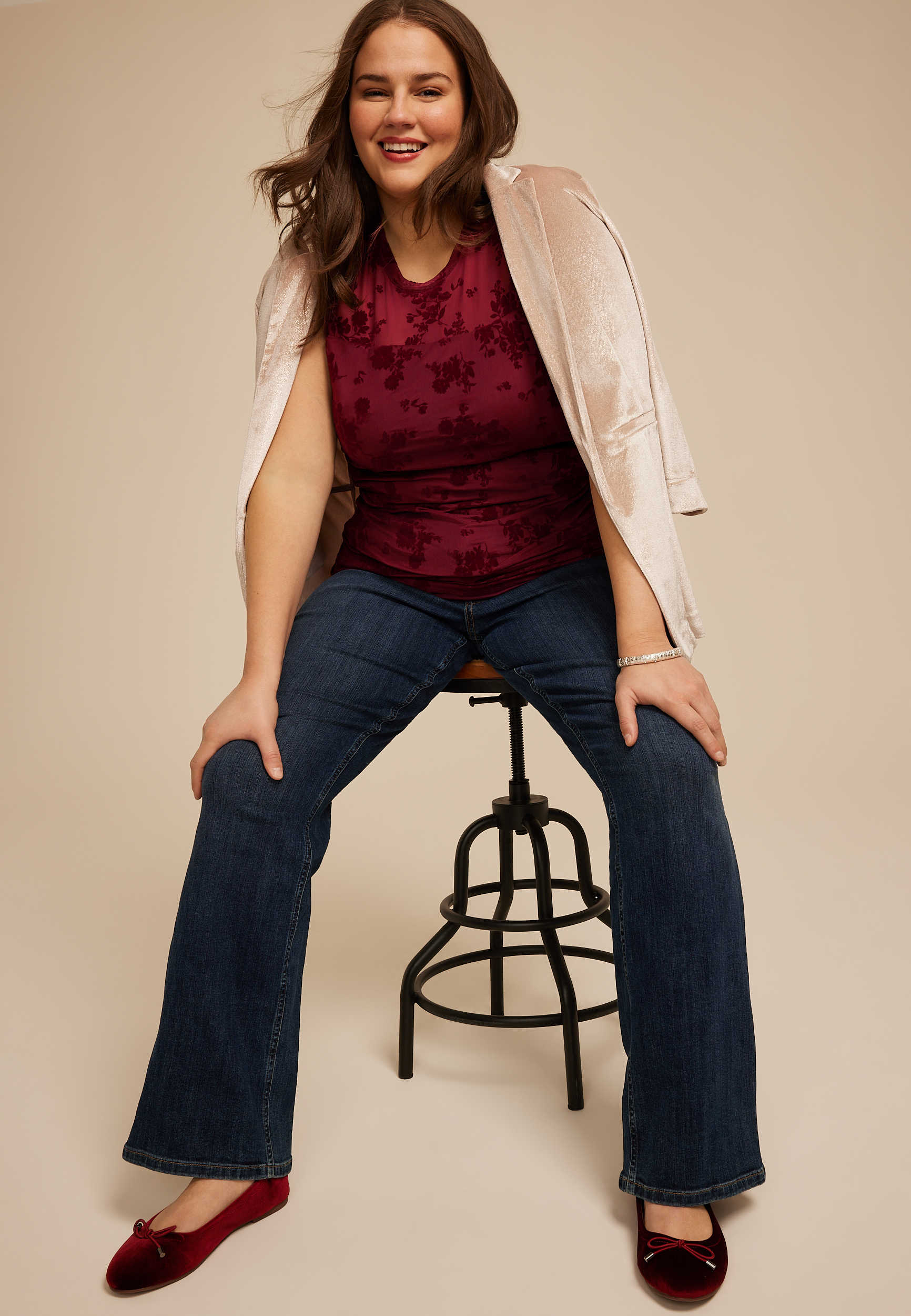 Plus Size Floral Velvet Burnout Tank Top