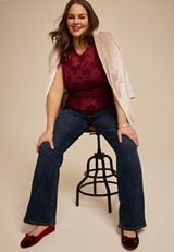 Plus Size Floral Velvet Burnout Tank Top, C830, small