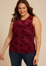 Plus Size Floral Velvet Burnout Tank Top, C830, small