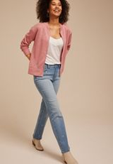 Diamond Pointelle Knit Zip Front Cardigan, DUSTY ROSE, small