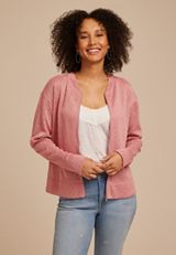 Diamond Pointelle Knit Zip Front Cardigan, DUSTY ROSE, small