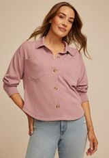 Cabled Texture Cropped Shacket, C6135, small