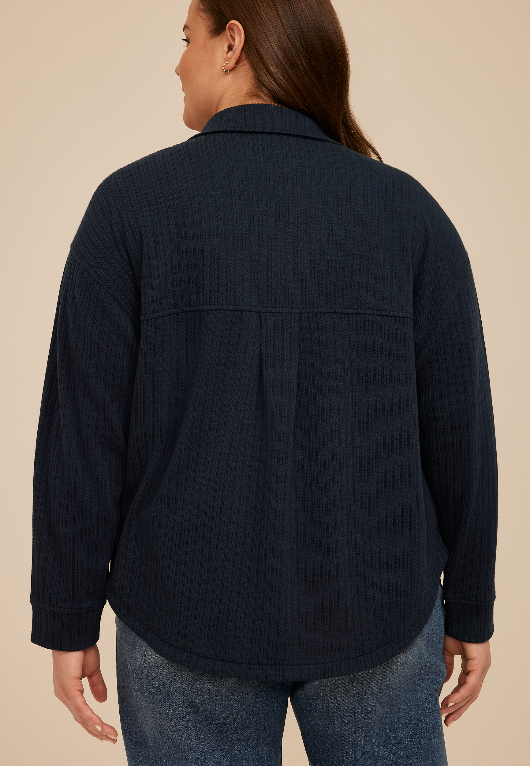 Plus Size Cabled Texture Cropped Shacket | maurices