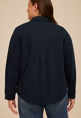 Plus Size Cabled Texture Cropped Shacket, C9509, small