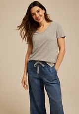 24/7 Dawson Heathered V Neck Tee, GRAY, small