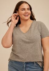 Plus Size 24/7 Dawson Heathered V Neck Tee, C829, small