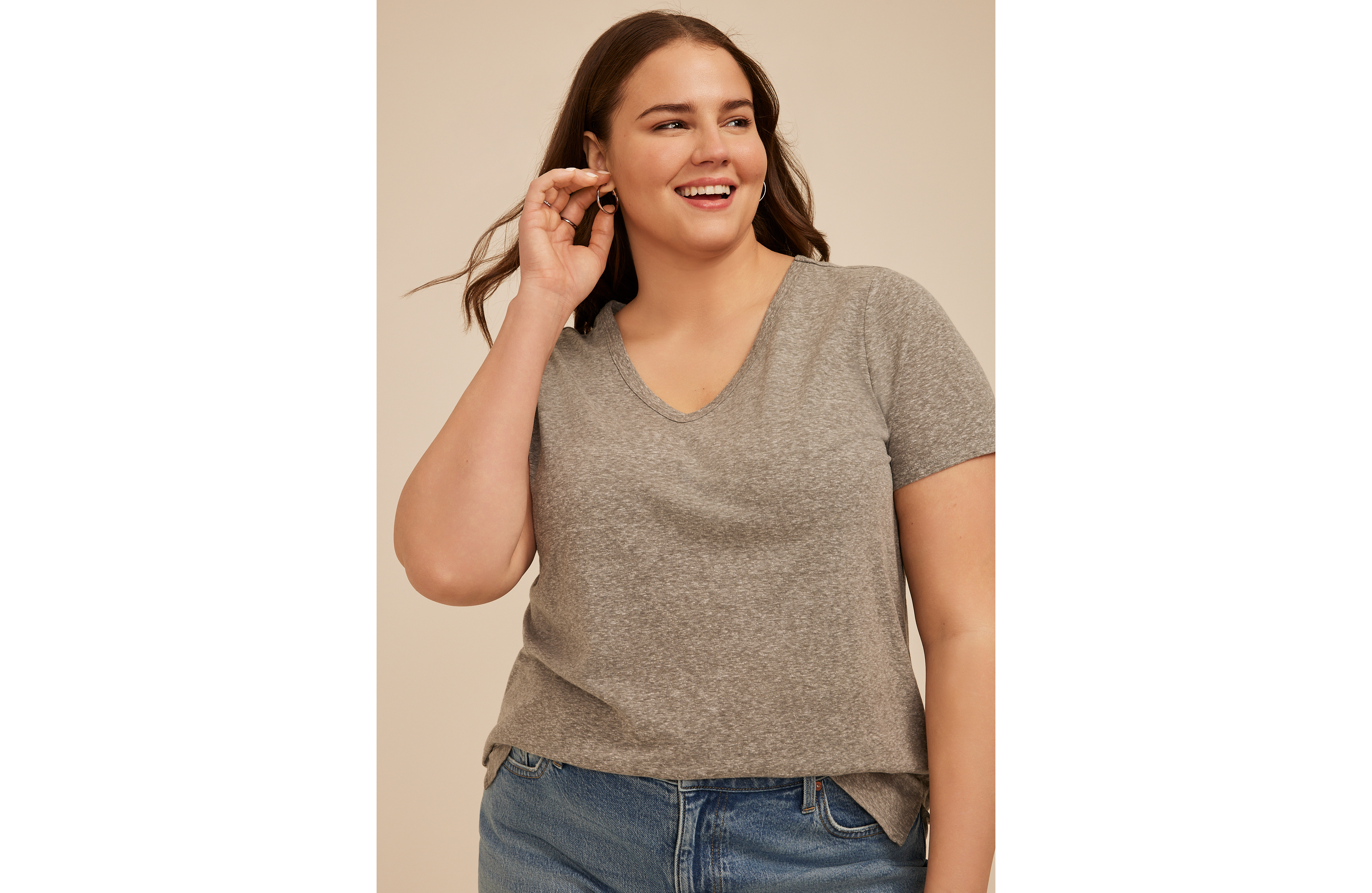 Plus 24/7 Dawson Heathered V Neck Tee