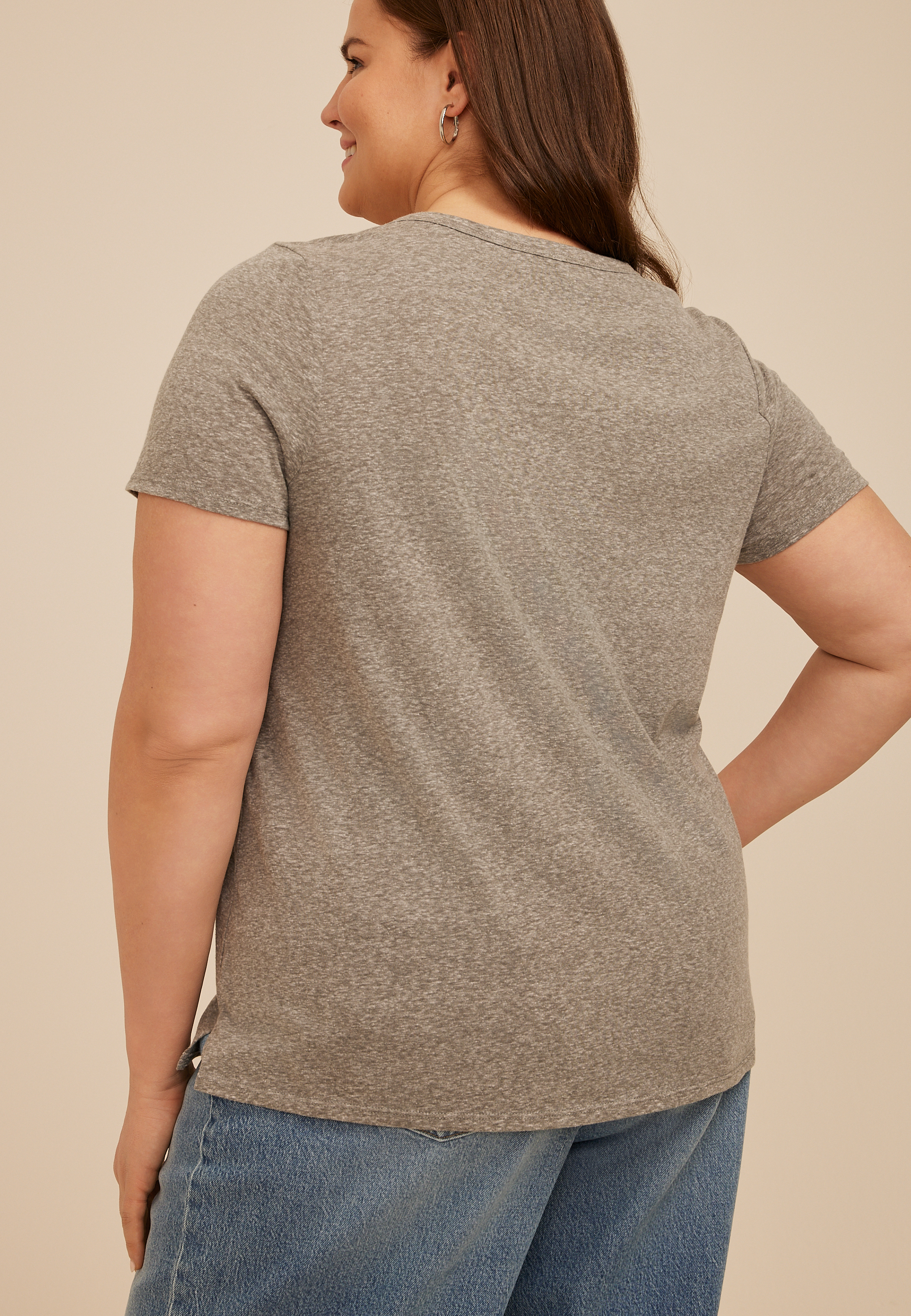 Plus Size 24/7 Dawson Heathered V Neck Tee, C829, large