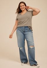 Plus Size 24/7 Dawson Heathered V Neck Tee, C829, small