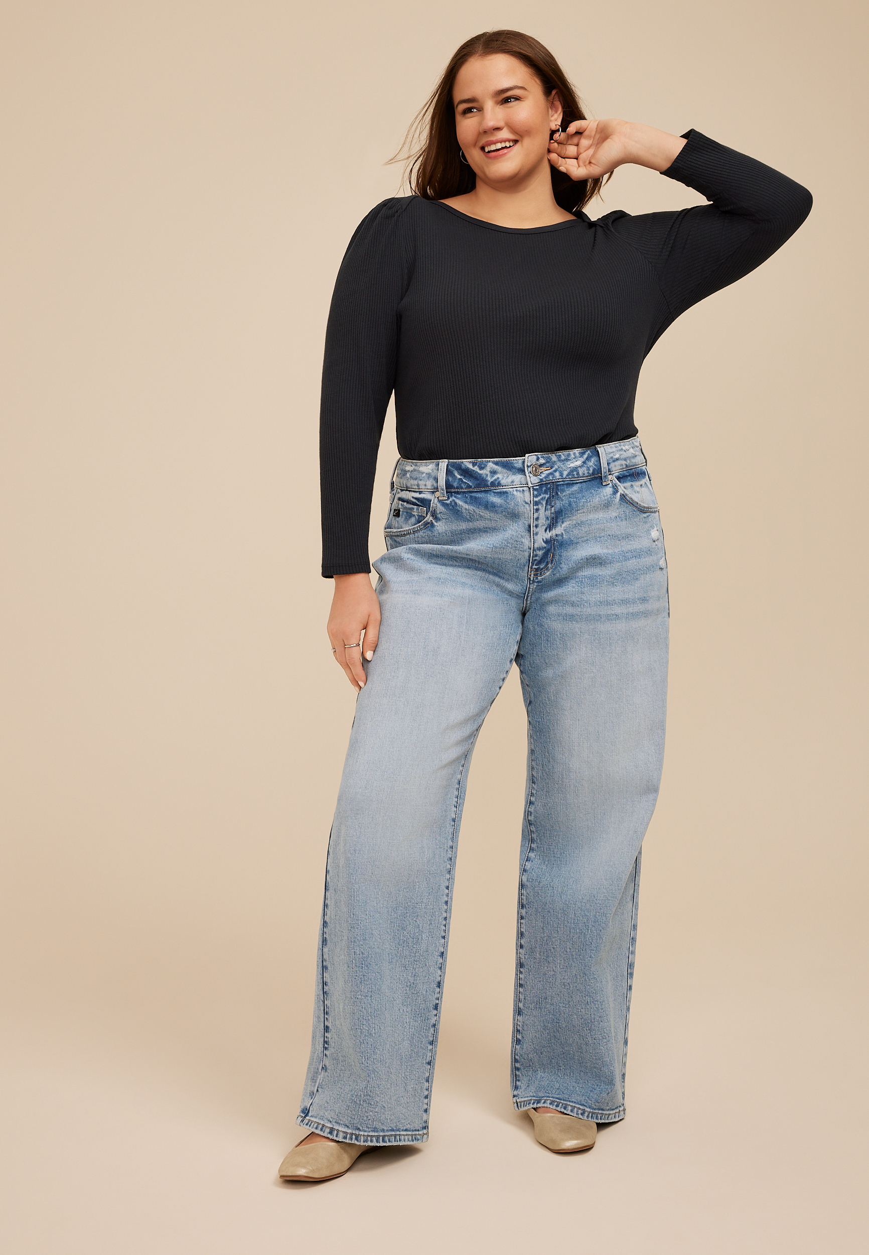 Plus Size KanCan&trade; High Rise Ripped Wide Leg Jean, C3337, large