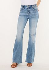 KanCan&trade; High Rise Double Button Fray Hem Flare Jean, C3337, small
