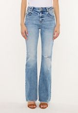 KanCan&trade; High Rise Double Button Fray Hem Flare Jean, C3337, small