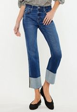 KanCan&trade; High Rise Raw Cuffed Wide Leg Ankle Jean, C258, small