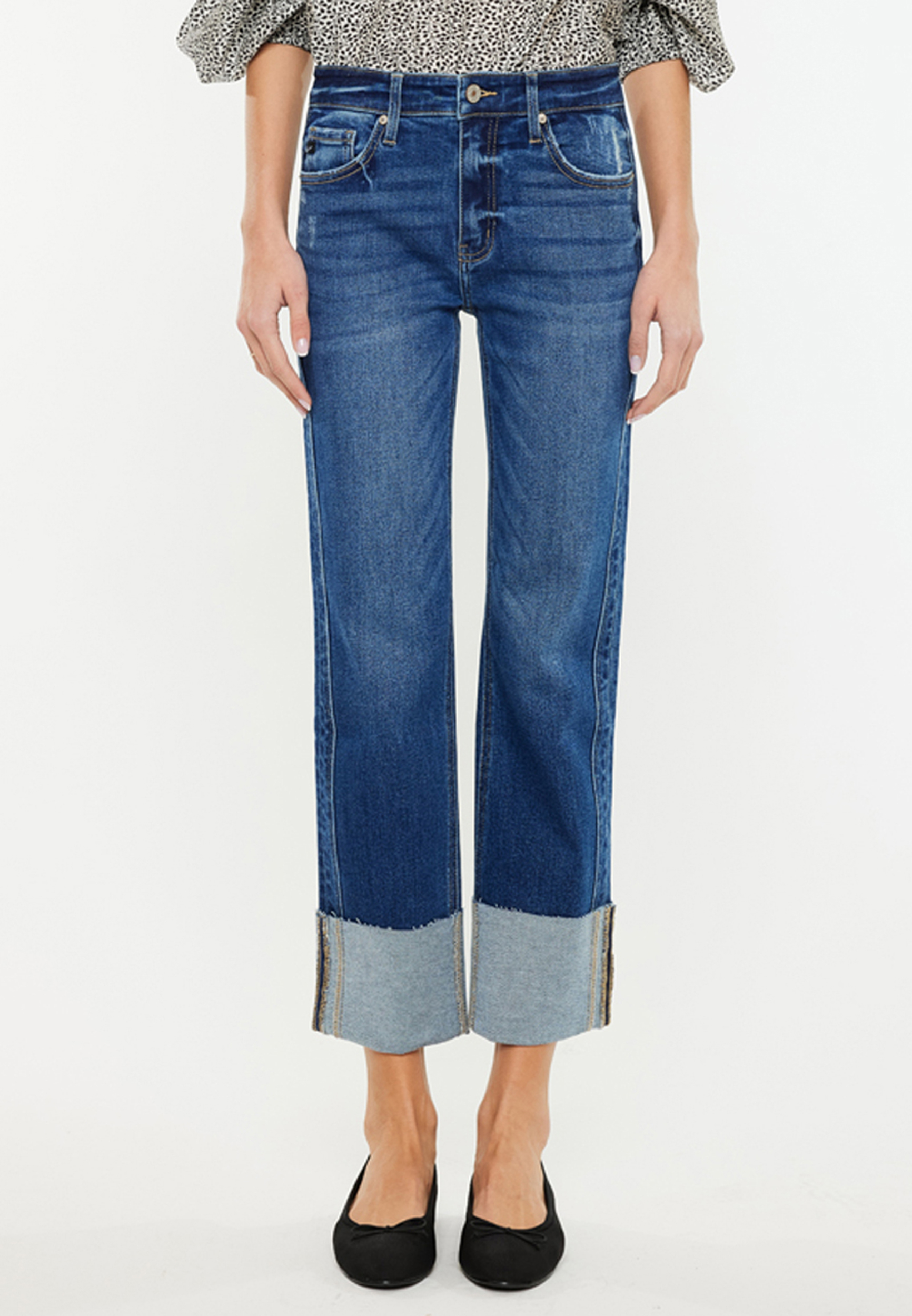 KanCan&trade; High Rise Raw Cuffed Wide Leg Ankle Jean, C258, large