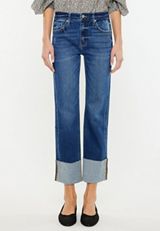 KanCan&trade; High Rise Raw Cuffed Wide Leg Ankle Jean, C258, small