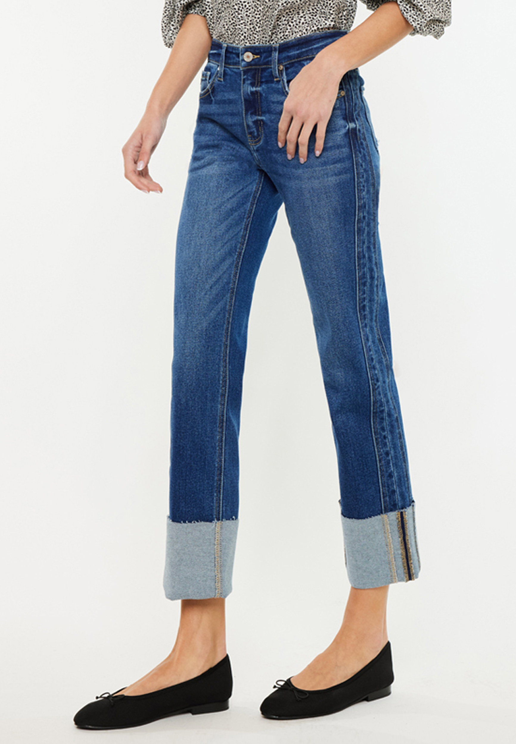KanCan&trade; High Rise Raw Cuffed Wide Leg Ankle Jean, C258, large