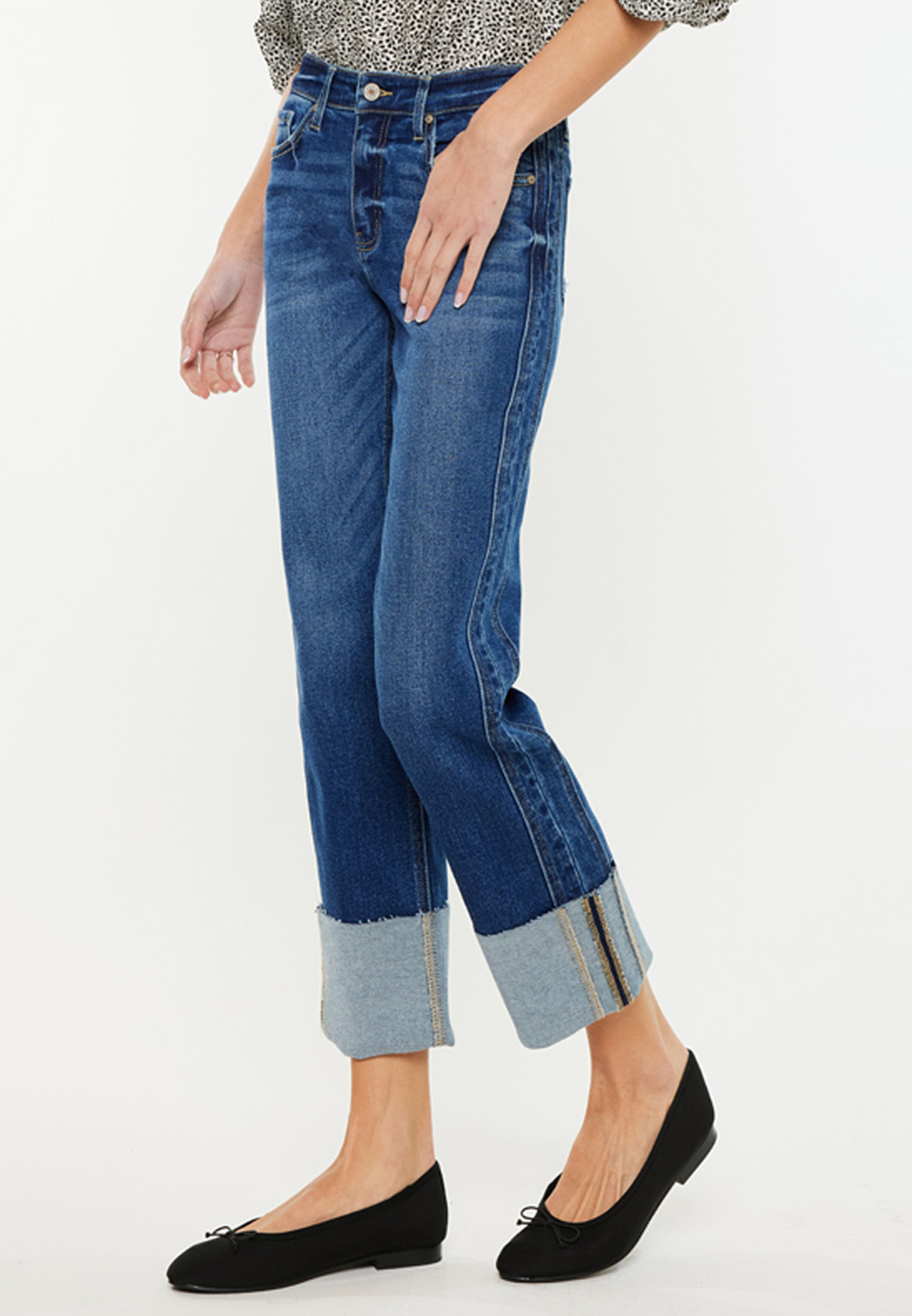 KanCan&trade; High Rise Raw Cuffed Wide Leg Ankle Jean, C258, large