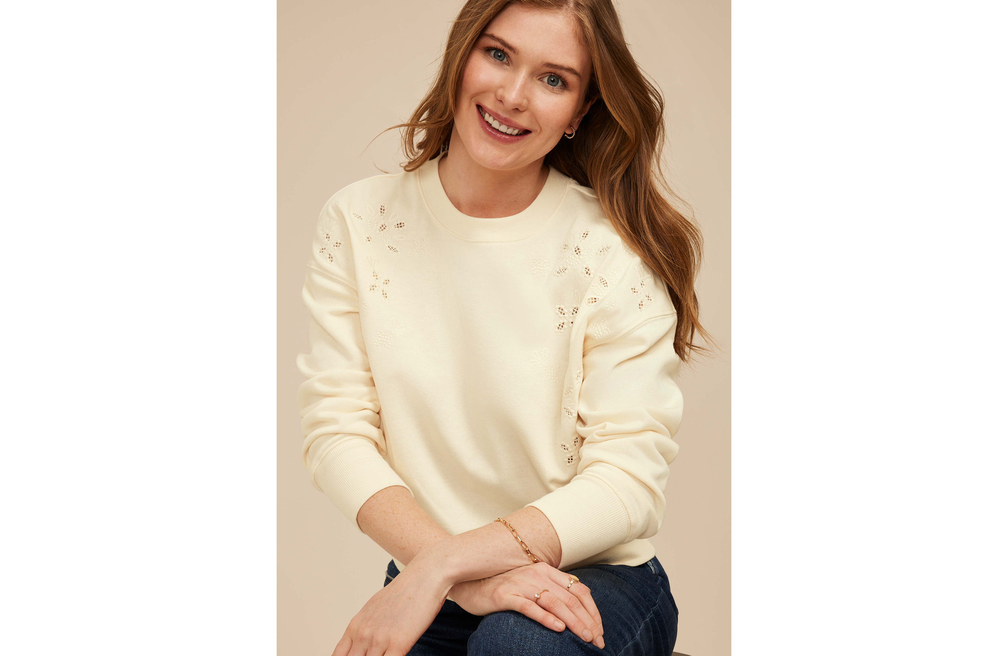 Floral Embroidered Crew Neck Sweatshirt