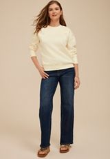 Floral Embroidered Crew Neck Sweatshirt, C8232, small