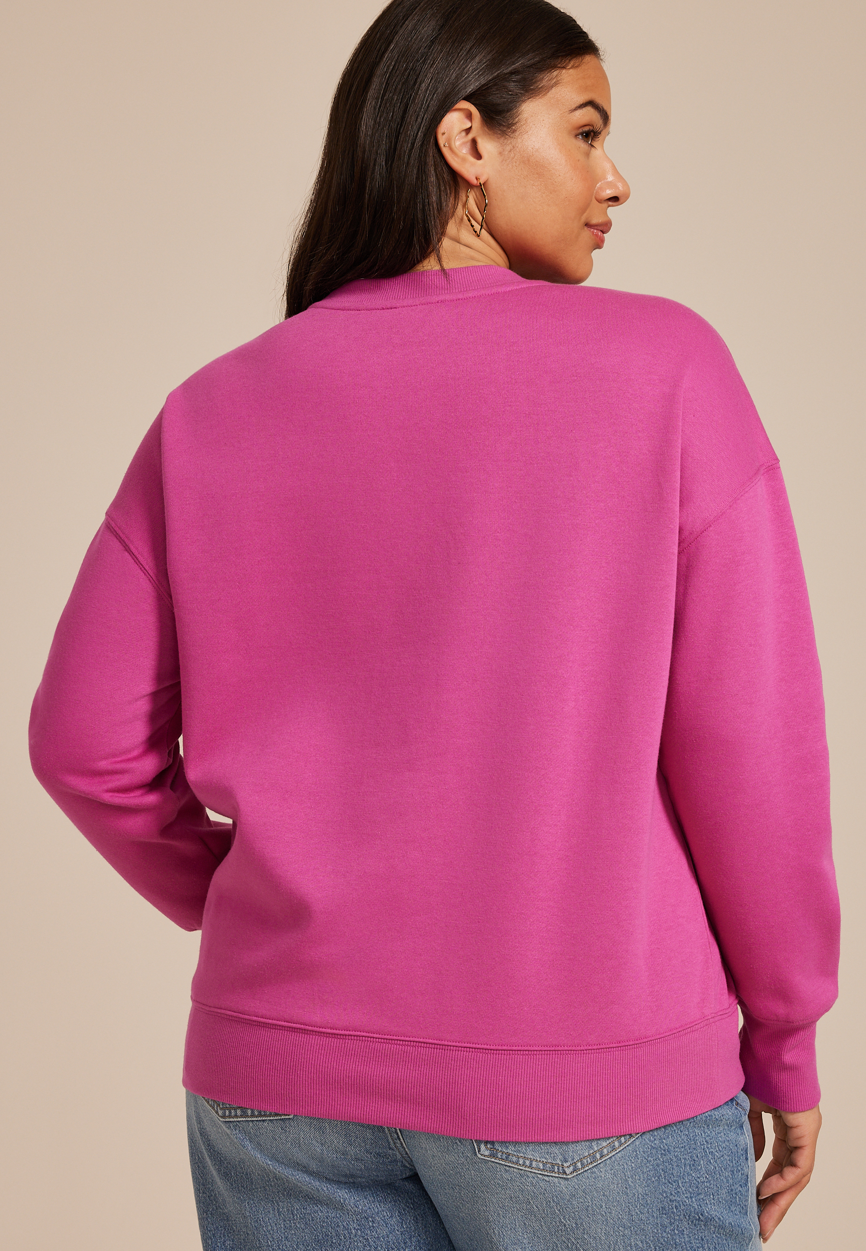 Plus Size Floral Embroidered Crew Neck Sweatshirt - thumbnail 5