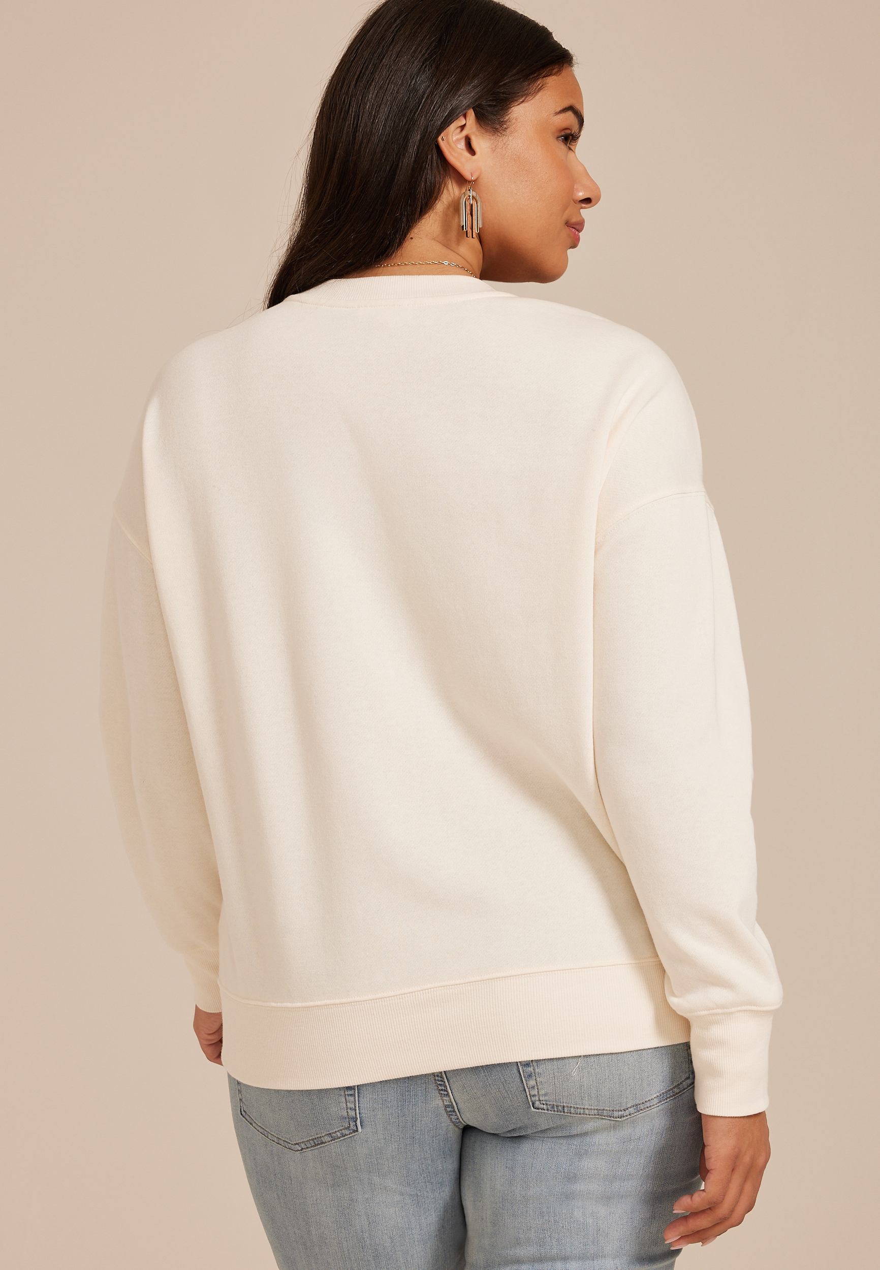 Plus Size Floral Embroidered Crew Neck Sweatshirt, C8232, large