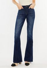 KanCan&trade; Dark Mid Rise Flare Jean, DARK SANDBLAST, small