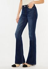 KanCan&trade; Dark Mid Rise Flare Jean, DARK SANDBLAST, small