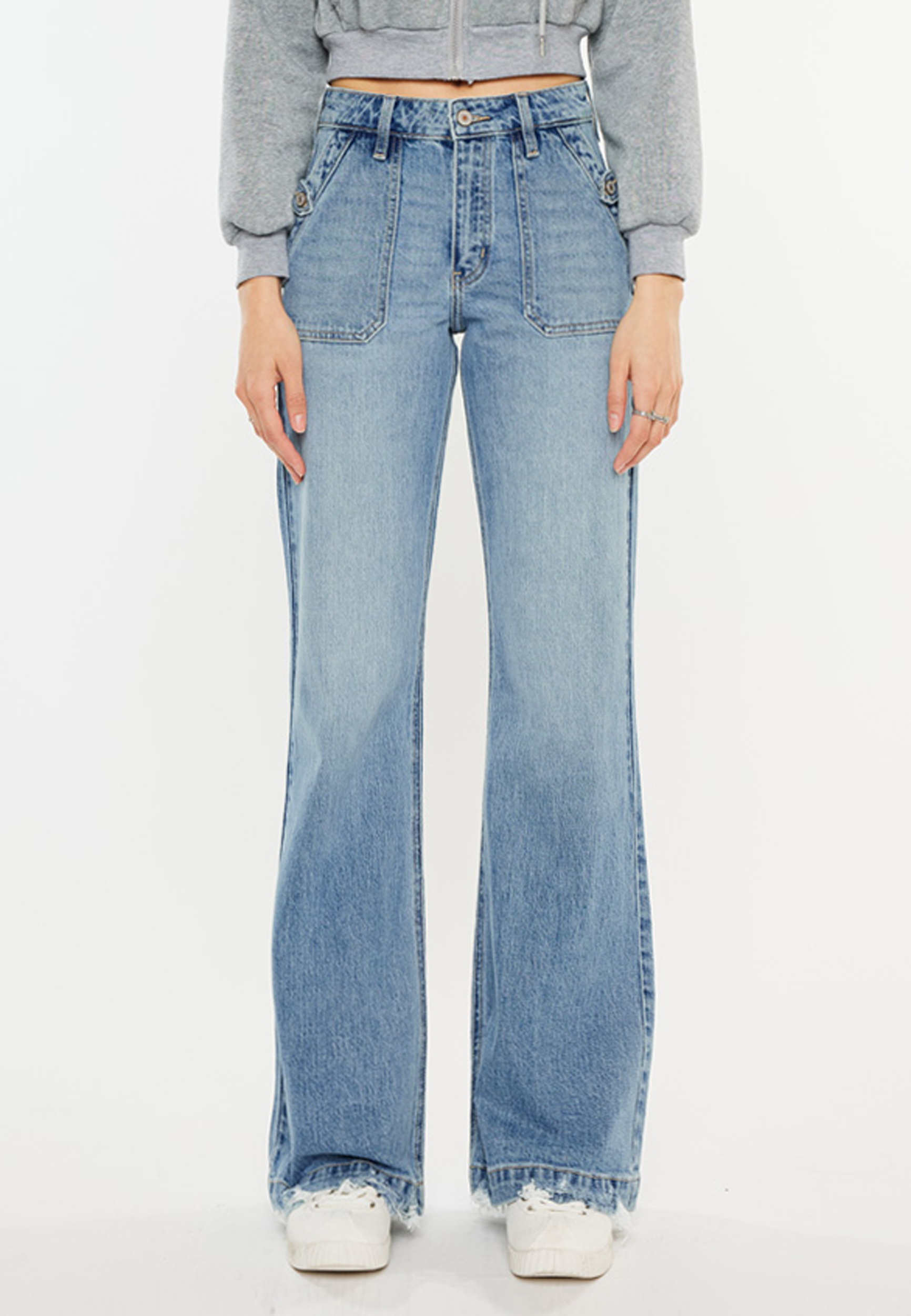 KanCan&trade; High Rise Tab Pocket Wide Leg Jean, C3337, large