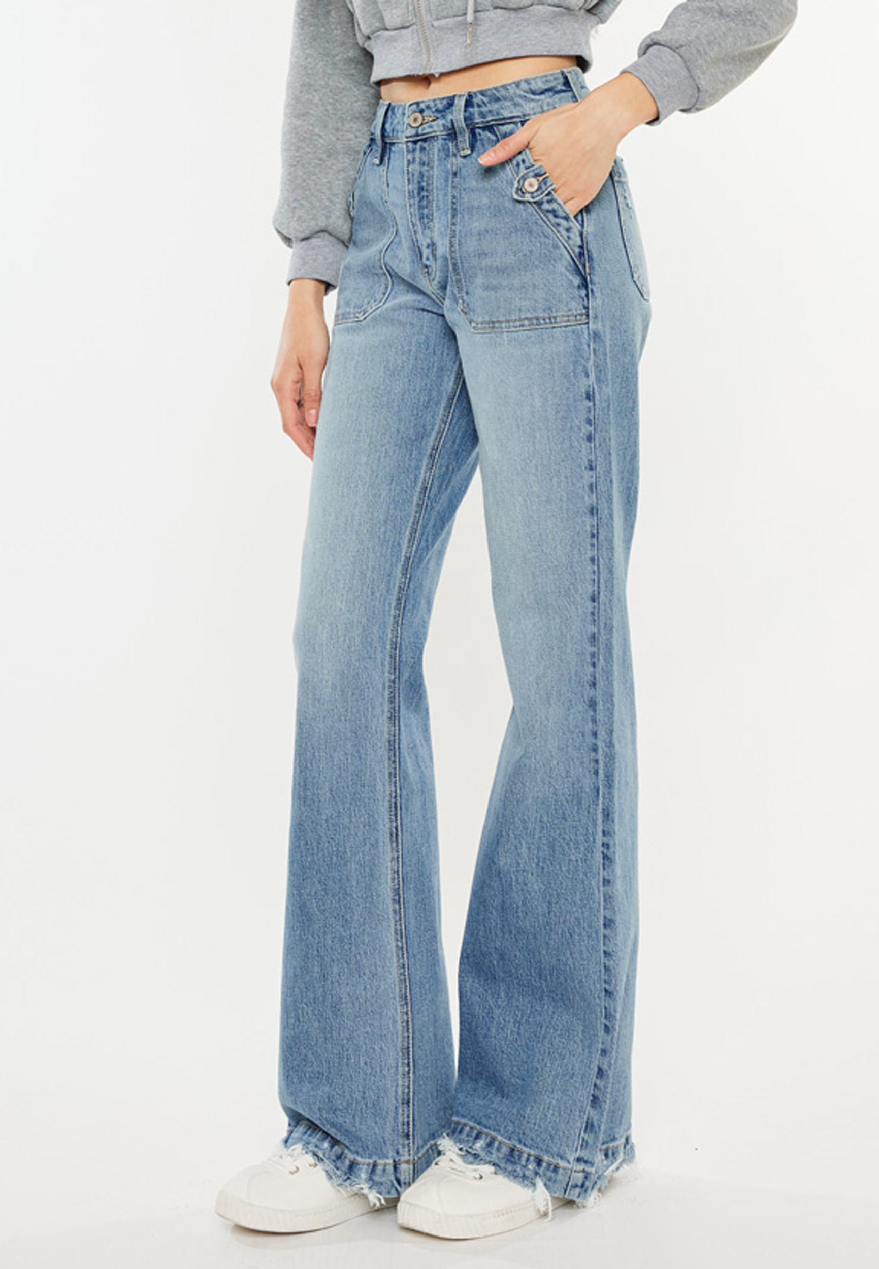 KanCan&trade; High Rise Tab Pocket Wide Leg Jean, C3337, large