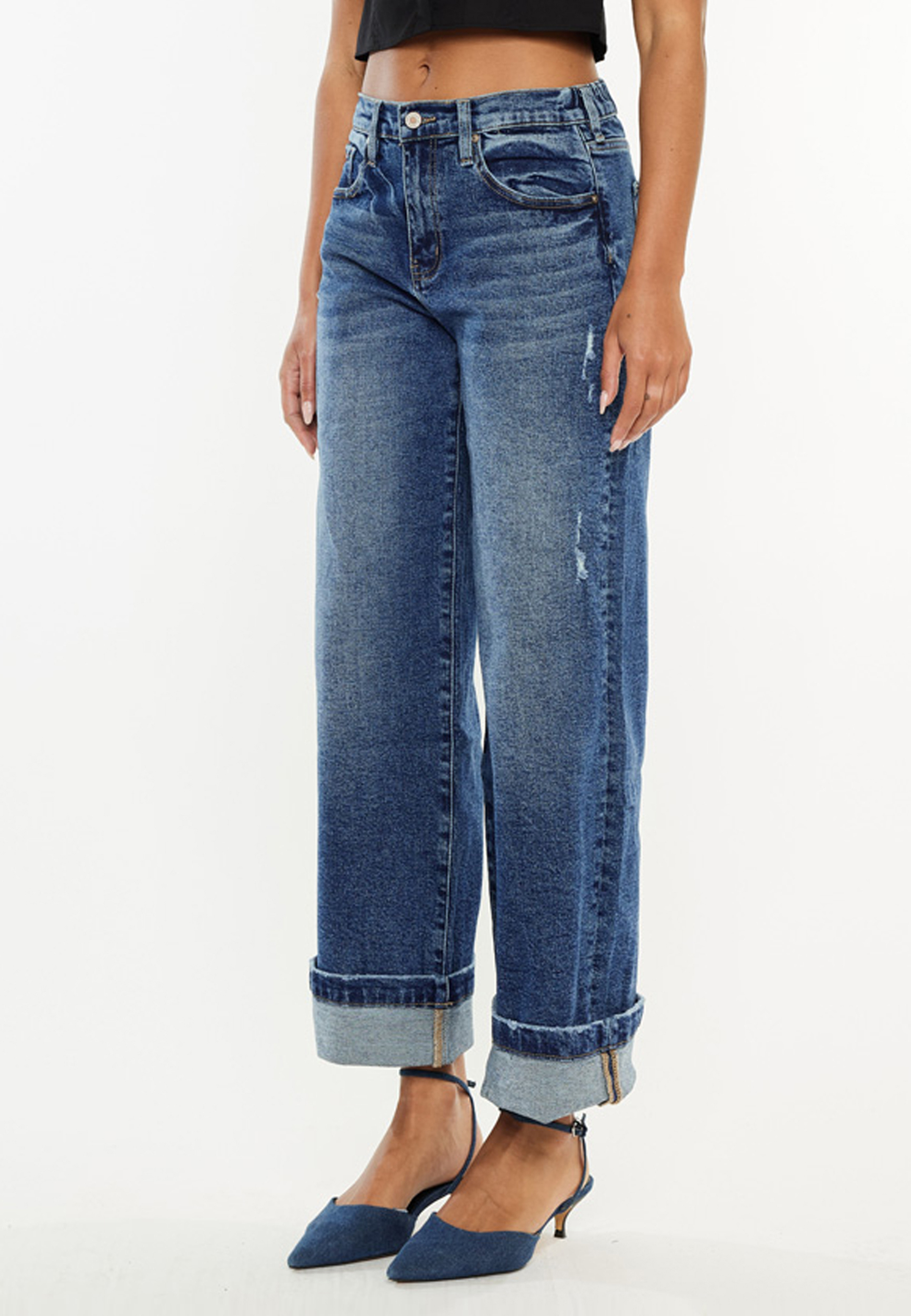 KanCan™ High Rise Cuffed Wide Leg Ankle Jean