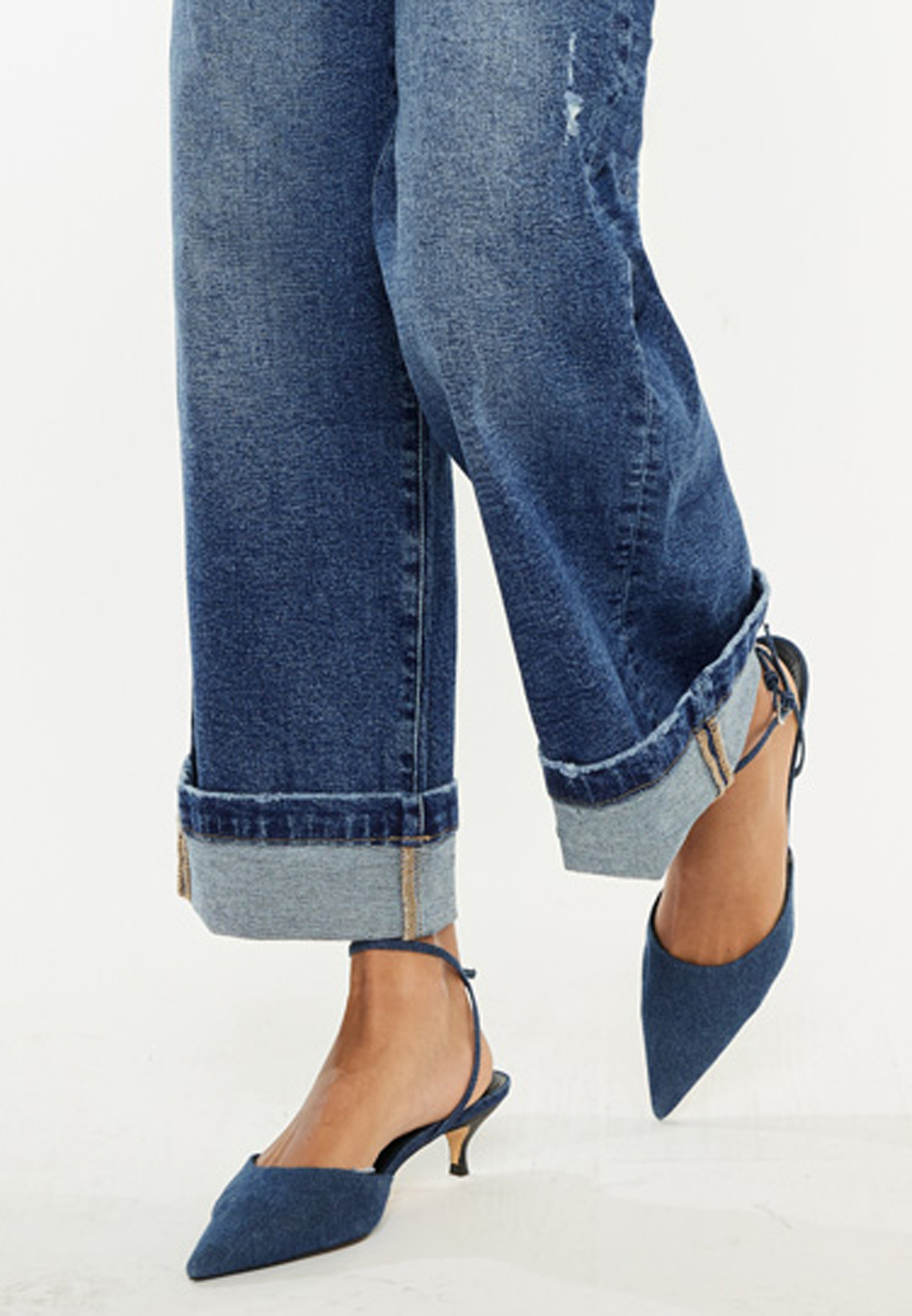 KanCan&trade; High Rise Cuffed Wide Leg Ankle Jean, DARK SANDBLAST, large