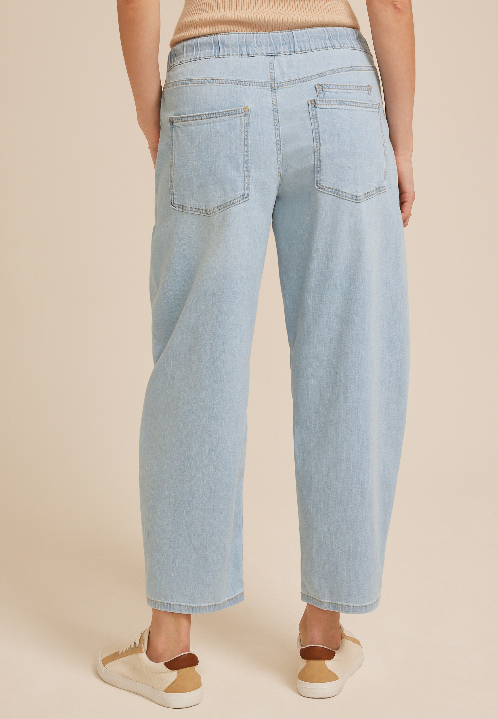 Mid Rise Pull On Knit Barrel Jean, C2806, large