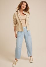 Mid Rise Pull On Knit Barrel Jean, C2806, small