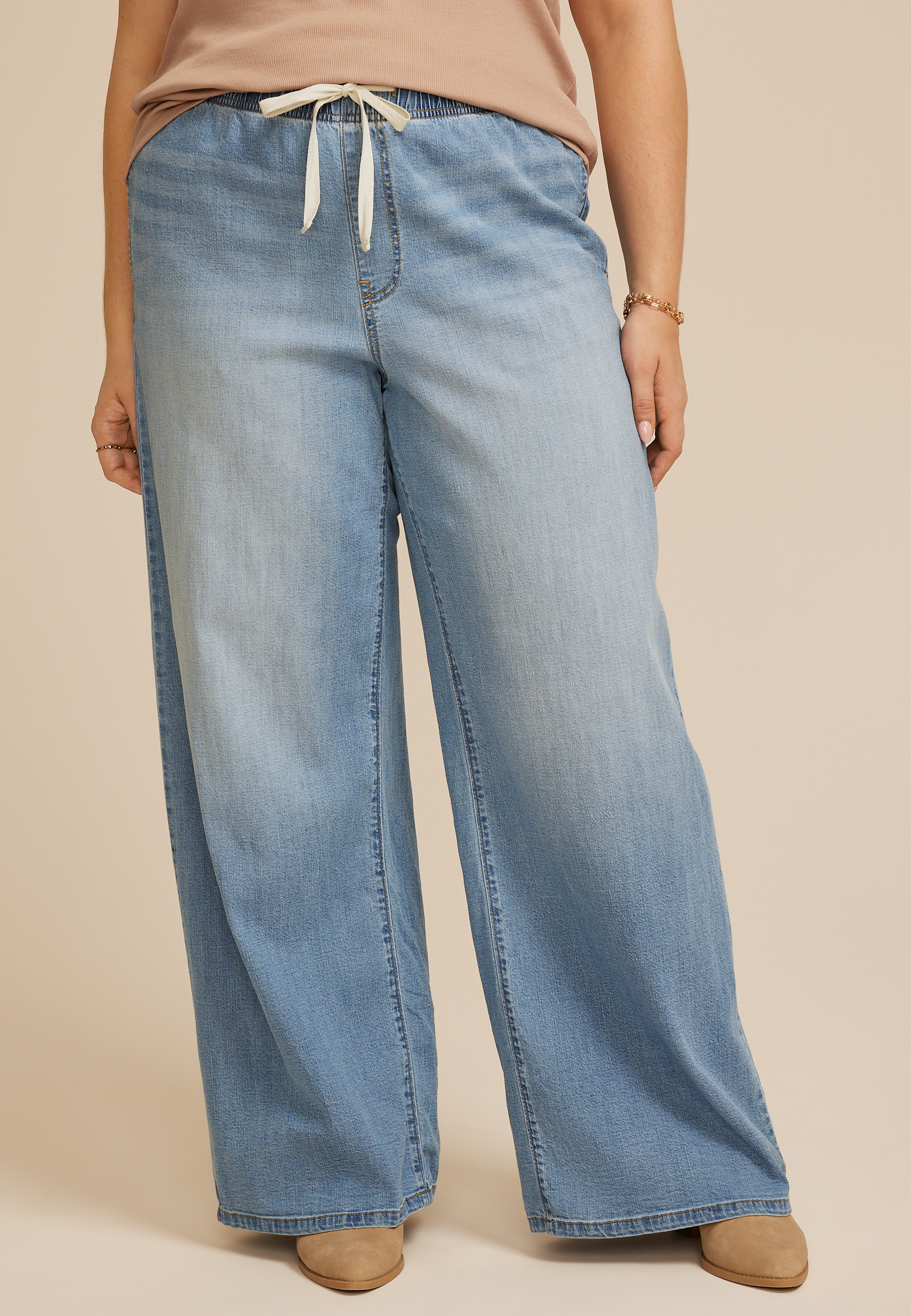 Plus Size m jeans by maurices&trade; Soft High Rise Pull On Wide Leg Jean