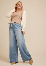 Plus Size m jeans by maurices&trade; Soft High Rise Pull On Wide Leg Jean, C3337, small