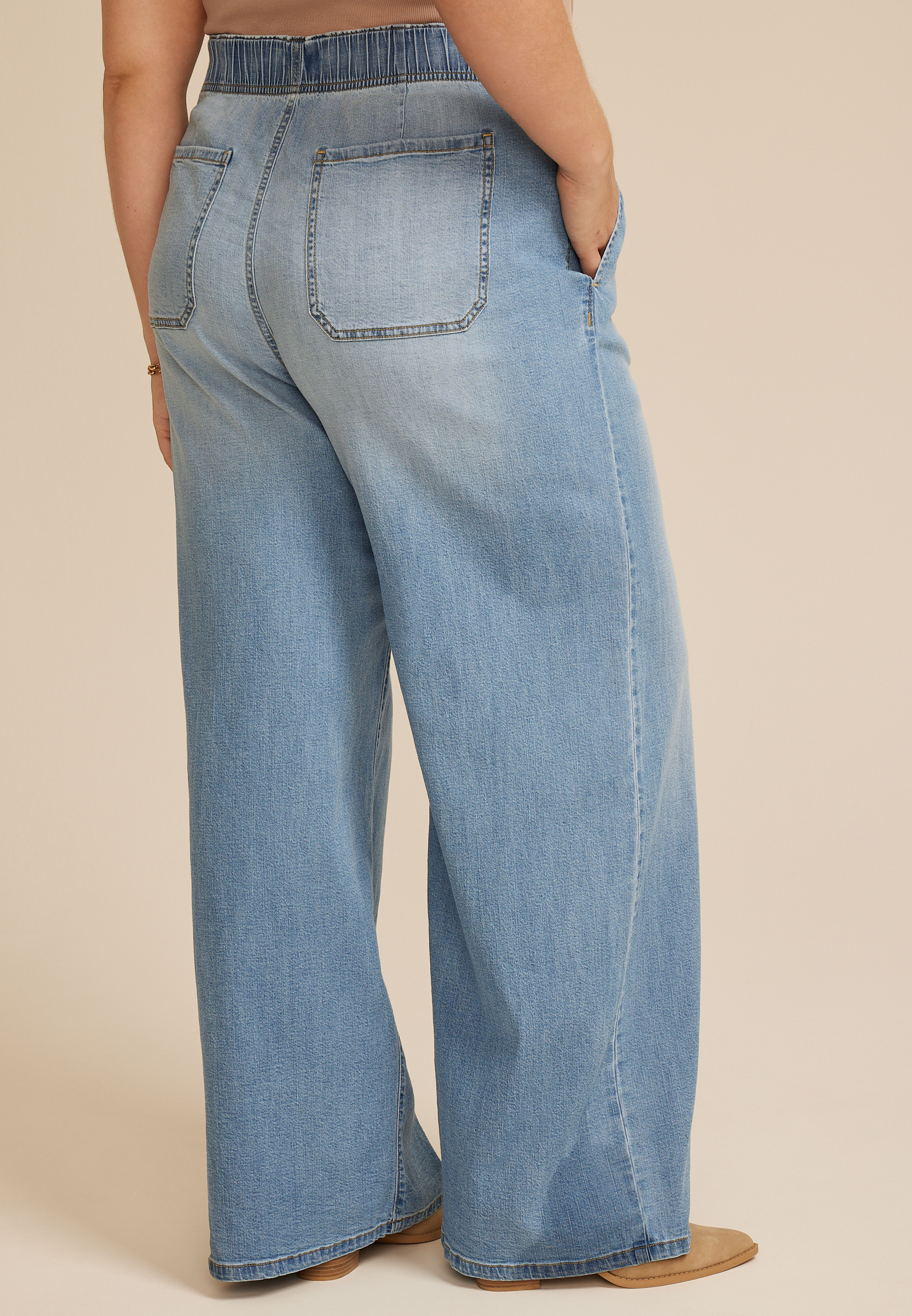 Plus Size m jeans by maurices&trade; Soft High Rise Pull On Wide Leg Jean, C3337, large