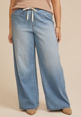 Plus Size m jeans by maurices&trade; Soft High Rise Pull On Wide Leg Jean, C3337, small