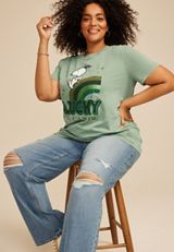 Plus Size Snoopy Rainbow Oversized Fit Graphic Tee, C1612, small