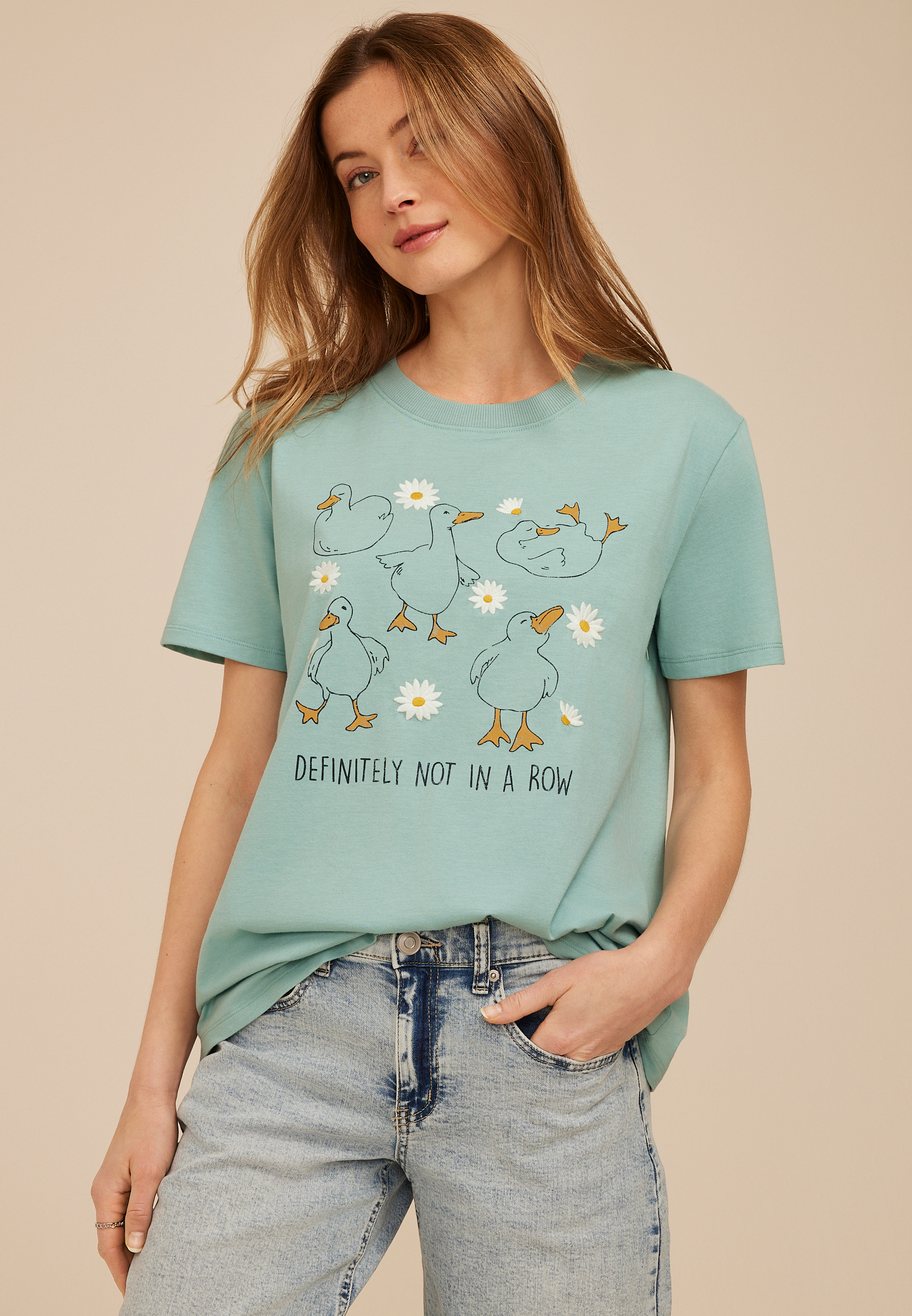 Definitely Not In A Row Duck Oversized Fit Graphic Tee