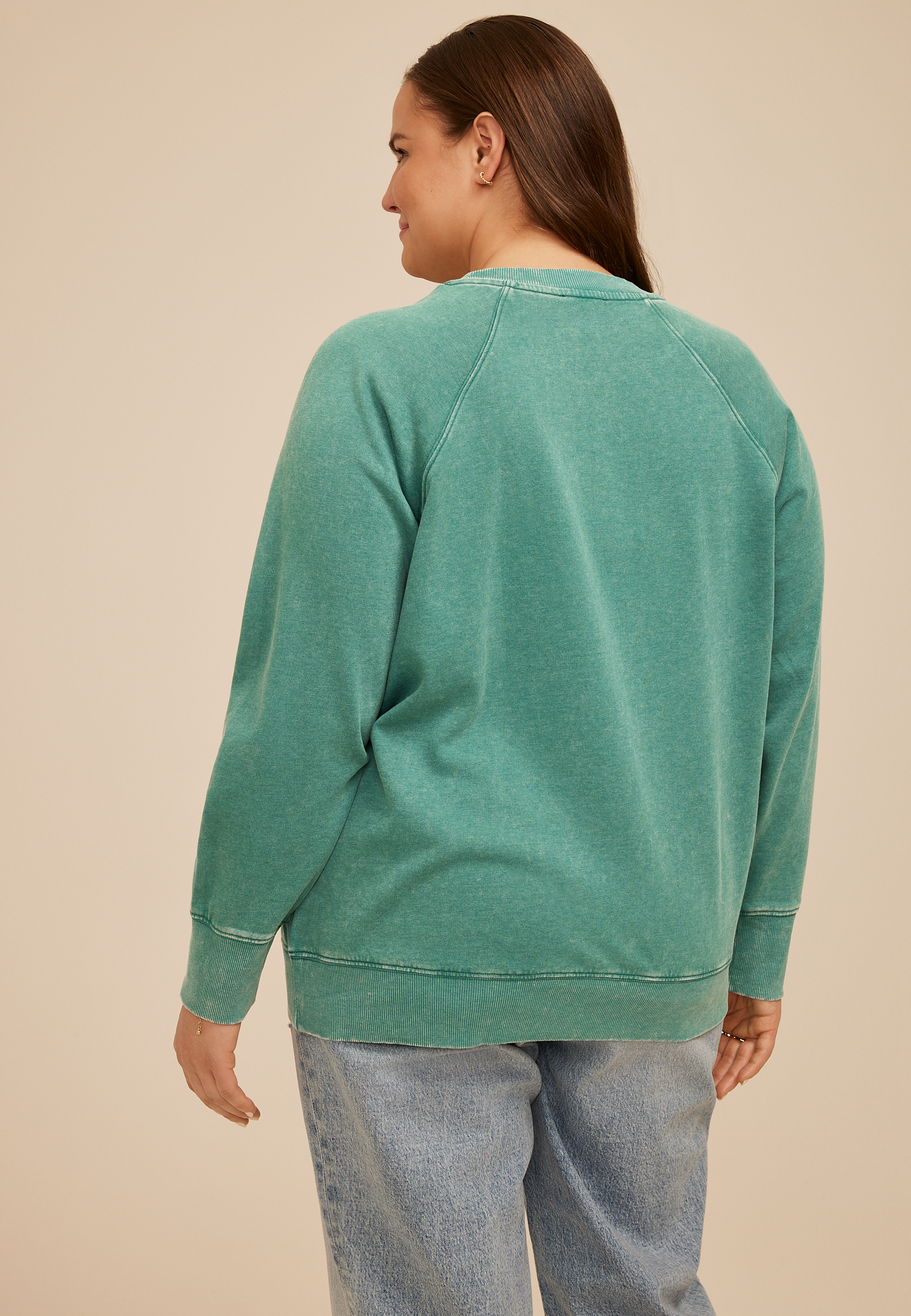Plus Size Washed Clover Sweatshirt, C9558, large