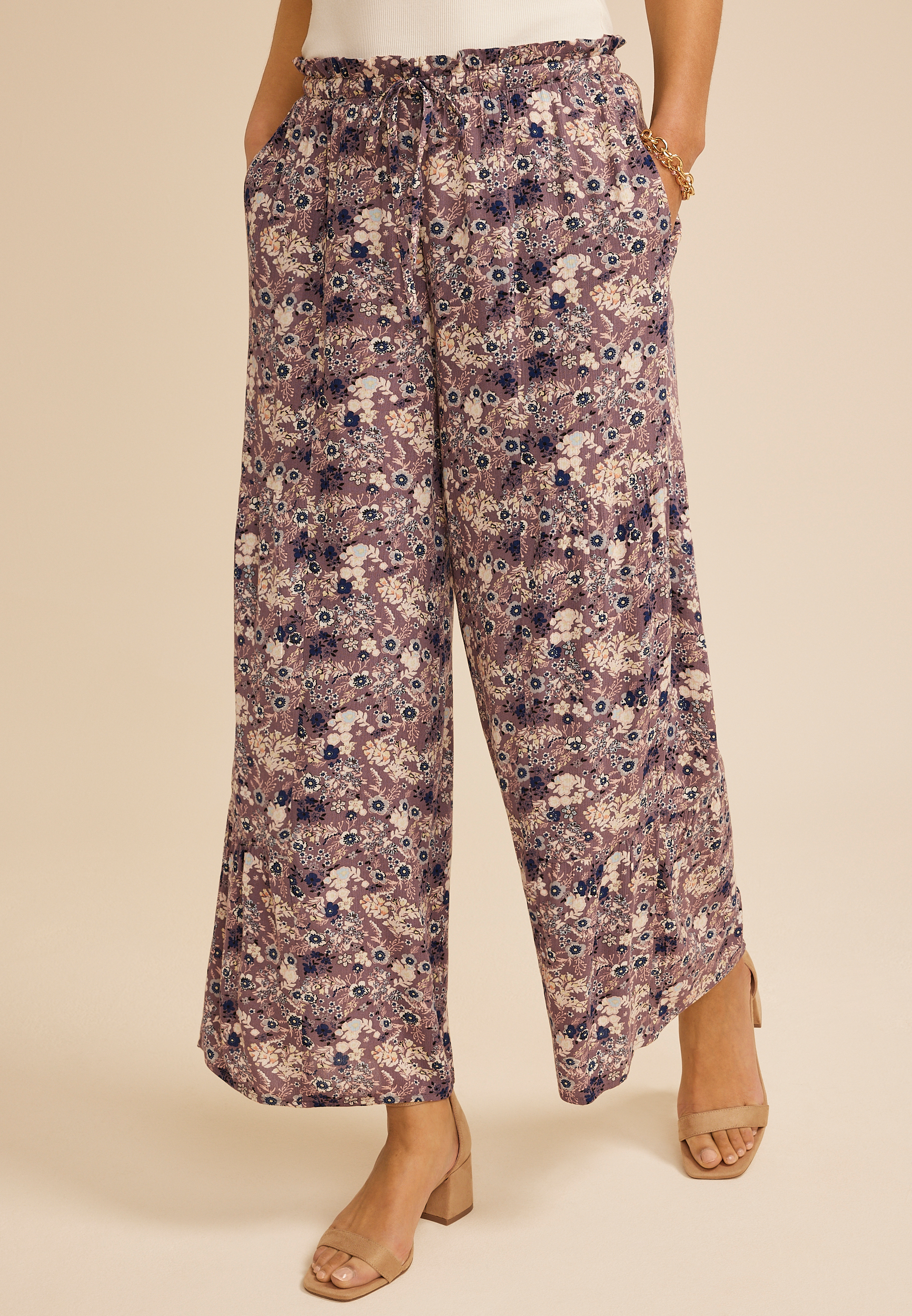 Printed Palazzo High Rise Pant, C2143, large
