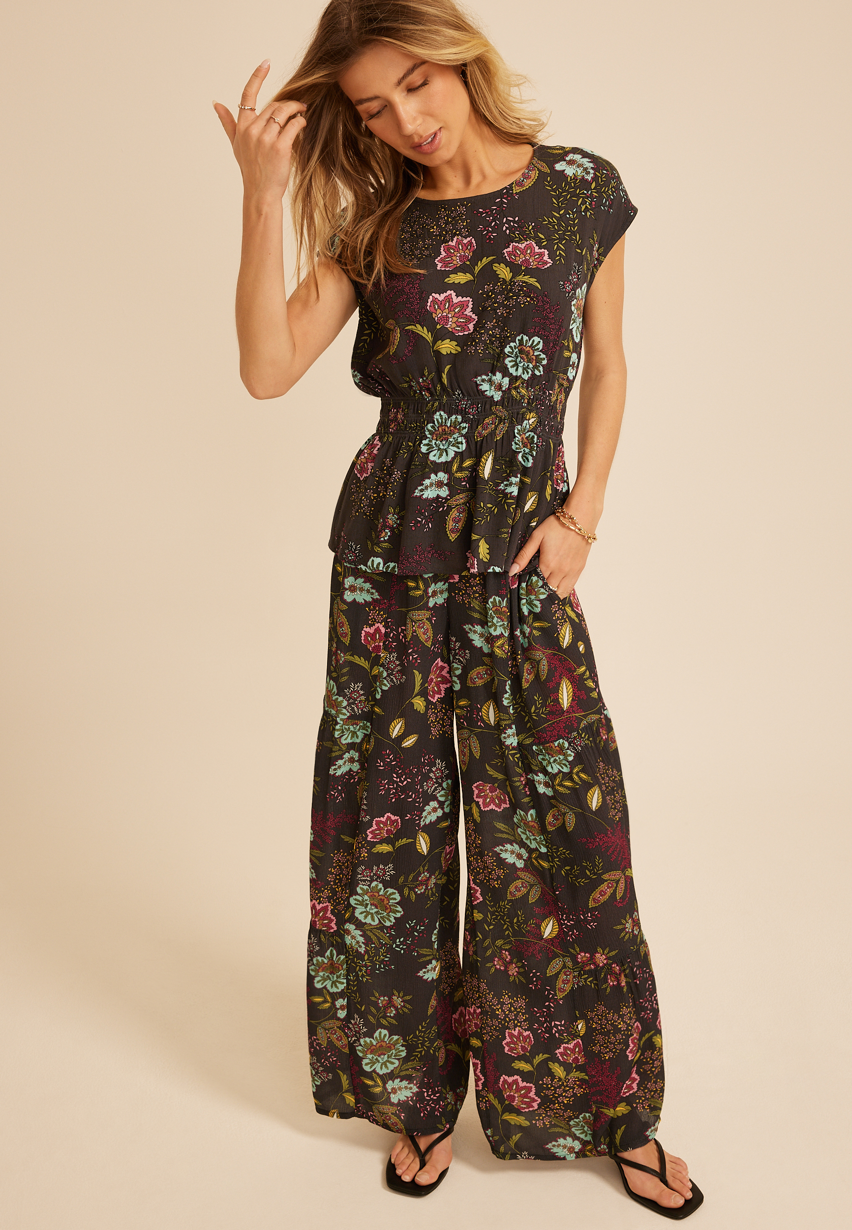 Printed Palazzo High Rise Pant - thumbnail 7