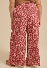 Plus Size Printed Palazzo High Rise Pant, EARTH RED COMBO, small