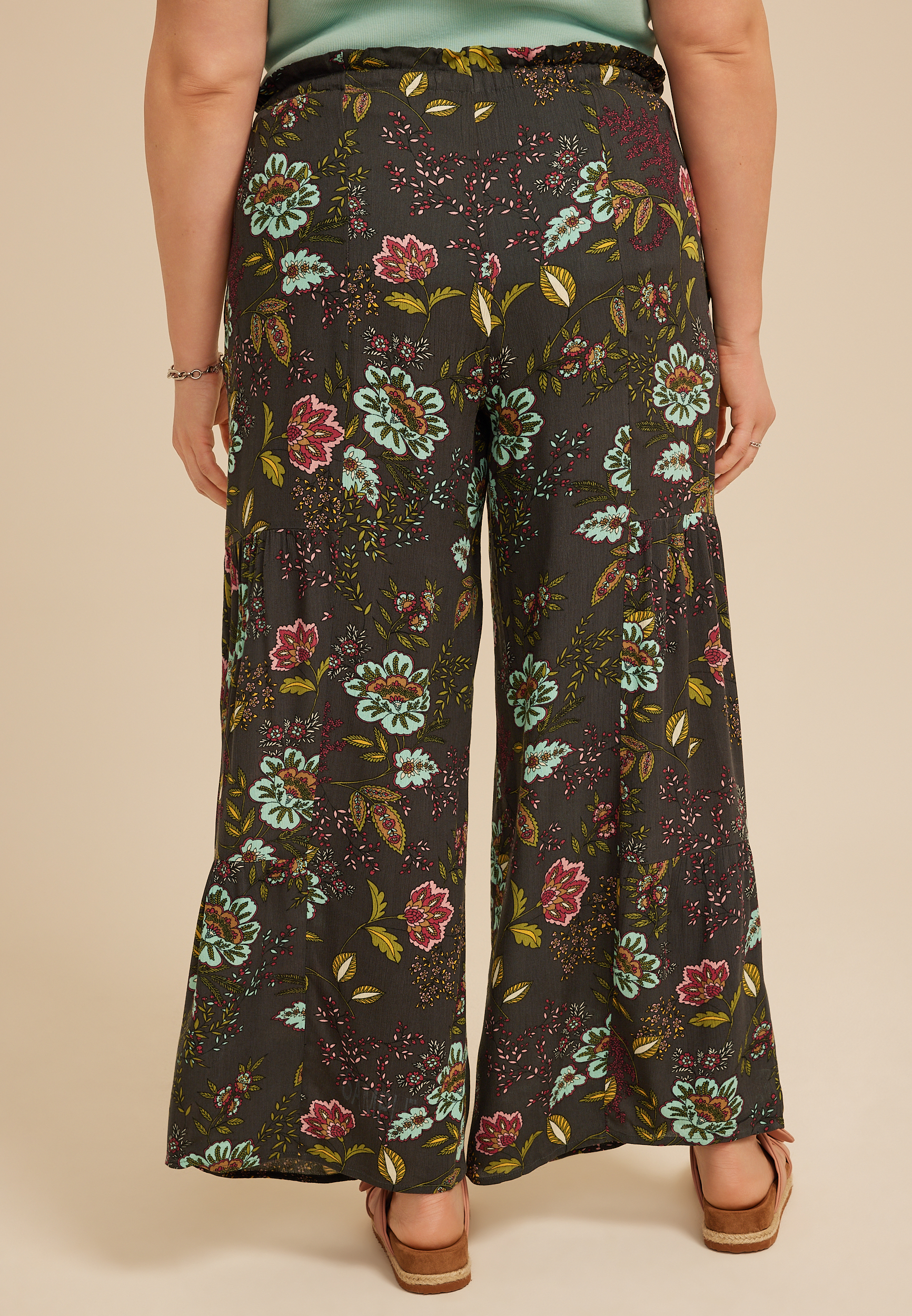 Plus Printed Palazzo High Rise Pant