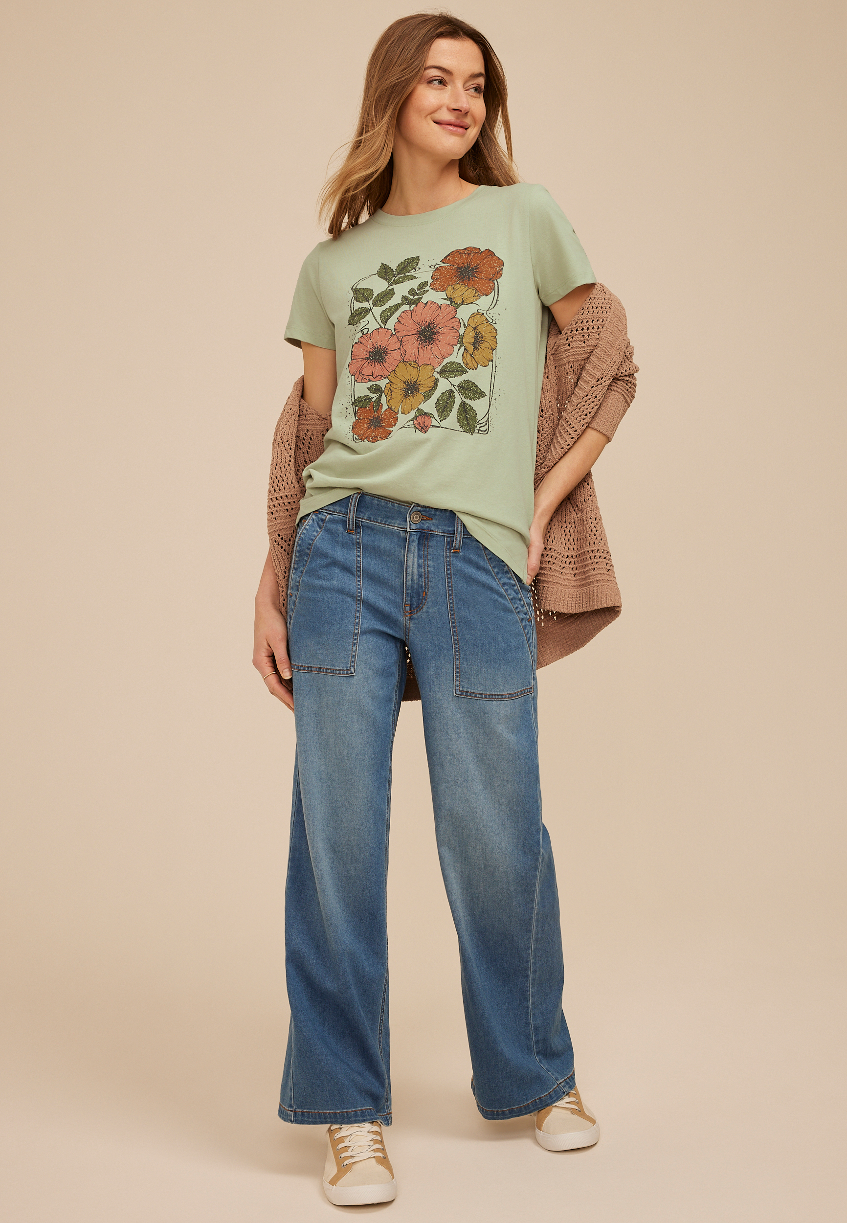 Vintage Floral Classic Fit Graphic Tee