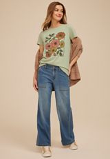 Vintage Floral Classic Fit Graphic Tee, SWAMP, small